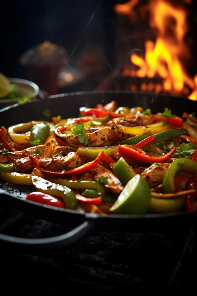 Sizzling fajitas on a hotplate picture