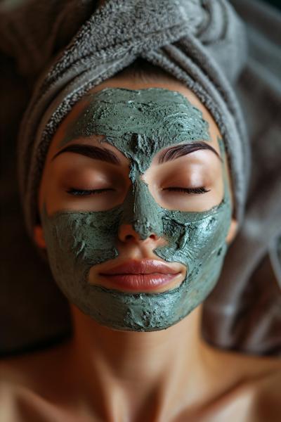 Spa Mud Mask Woman in Spa Salon Face Mask Facial Clay Mask --v 6