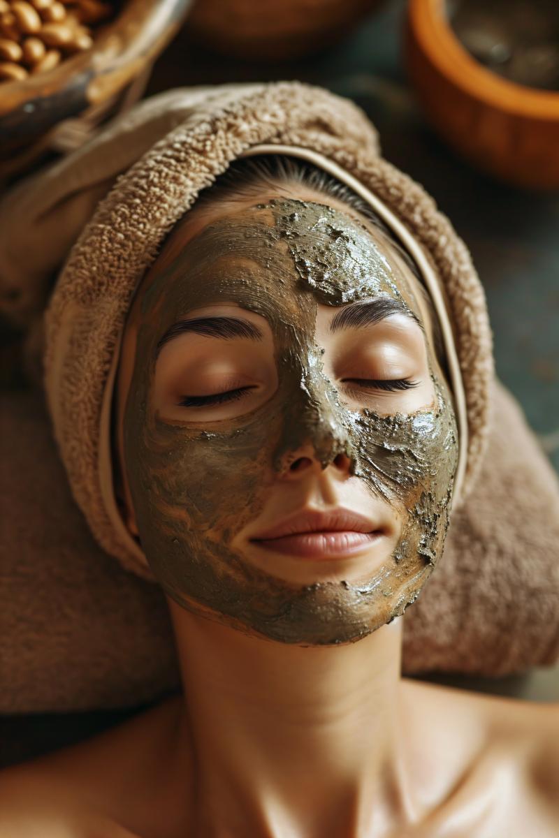 Spa Mud Mask Woman in Spa Salon Face Mask Facial Clay Mask --v 6 picture