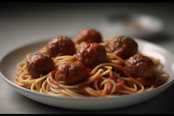 A plate of spaghetti and meatballs with tomato sauce, close-up, white background, realism, hd, 35mm photograph, sharp, sharpened, 8k