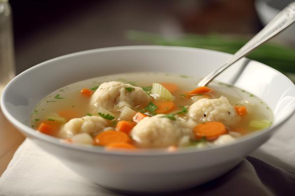 A bowl of hearty chicken and dumpling soup, close-up, white background, realism, hd, 35mm photograph, sharp, sharpened, 8k